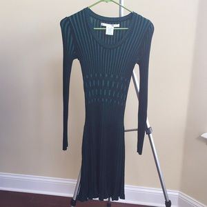 Green striped long sleeve dress